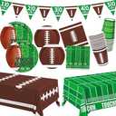 Gatherfun Football Party Supplies Kit Serve 24,Includes Dinner Plates, Dessert Napkins, Cups,Banner and Touchdown Tablecloth for Birthday Gameday Tailgate Decorations, Green