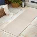 JONATHAN Y Aarhus High-Low Striped Ivory/Cream Indoor/Outdoor Runner Rug 2x8, Minimalist Geometric, Classic, Farmhouse, Cottage, Minimalist, Bedroom, Kitchen, Living Room, Non Shedding (SCN102B-28)