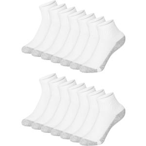 Hanes Boys' Ankle Socks, 14 Pairs, Stretch-Cotton Socks for Boys, Moisture-Wicking, Cushioned, Larg