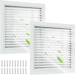 Gisafai 2 Pcs 26" x 26" Gable Vent Aluminum Alloy Wall Vents Shed Attic Vent with Screen Return Air Grill with Screws, for Ventilation Exterior Doors Wall House (White)