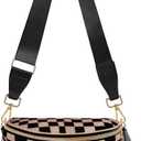 Checkered Crossbody Bags for Women Nylon Bum Bag Spacious Trendy Fanny Pack Large Sling Bags with Adjustable Strap