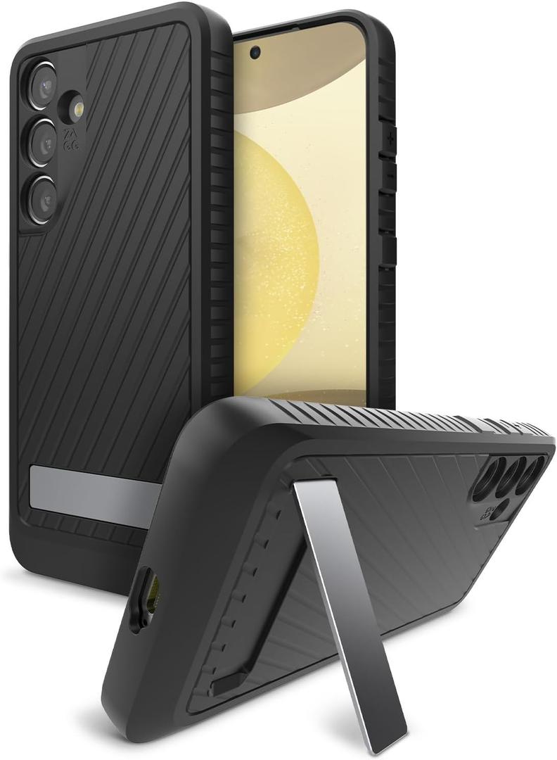 ZAGG Everest Samsung Galaxy S24+ Case with Kickstand - Triple Layer Graphene-Infused Drop Protection up to 20ft, Eco-Friendly Design, Textured Grip, Black