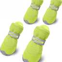 QUMY 4PCS Dog Shoes for Small Dogs, Hot Pavement Summer Puppy Dog Boots & Paw Protectors with Soft Anti-Slip Rubber Sole, Mesh Breathable Dog Booties for Hardfloors, Walking Running (size 2: 1.59"x1.18"(L*W), Green)