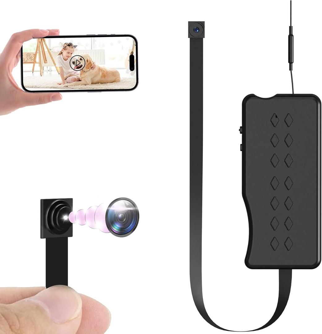 1080P Mini Hidden Camera with APP  Wireless DIY Spy Cam, Motion Detection Alerts, 128GB SD Card Support, Rechargeable Battery, for Office or Indoor Use
