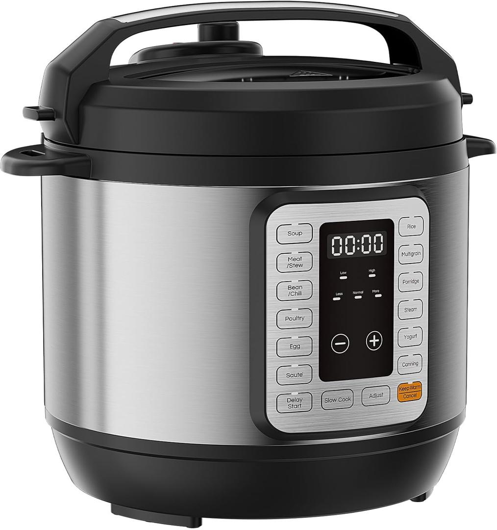 Sweetcrispy 16-in-1 Electric Pressure Cooker 6QT, 12-Preset Multi Cookers with Ceramic Pot, Slow Cook Rice Steamer Saut Soup Yogurt Maker and More, Recipe Book