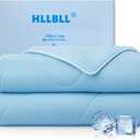 HLLBLL Cooling Comforter, Ultra Cold Fiber Technology, All-Season Lightweight Blanket to Quickly Cool Down,Deep Sleep Throughout The Night (Aqua Blue, Full/Queen (90"x90"))