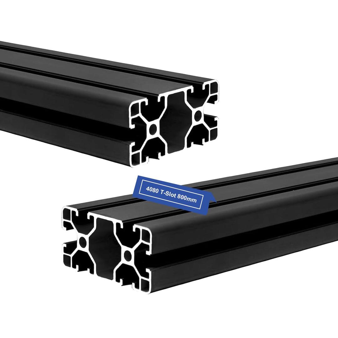 2Pack 4080 T Slot Aluminum Extrusion 800mm Black Extruded Aluminum Profile 40x80 T-Slotted Framing European Standard Anodized Linear Rail for 3D Printer Accessories Parts