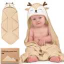 KeaBabies Hooded Baby Towel for Newborn - Viscose Derived from Bamboo Large Baby Bath Towels with Hood for Boys, Girls, Toddler, Extra Absorbent & Soft Newborn Bath Essentials (Deer, Regular)