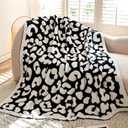 Cyusri Fieece Cow Print Blanket Home Decor 51x63 in Black