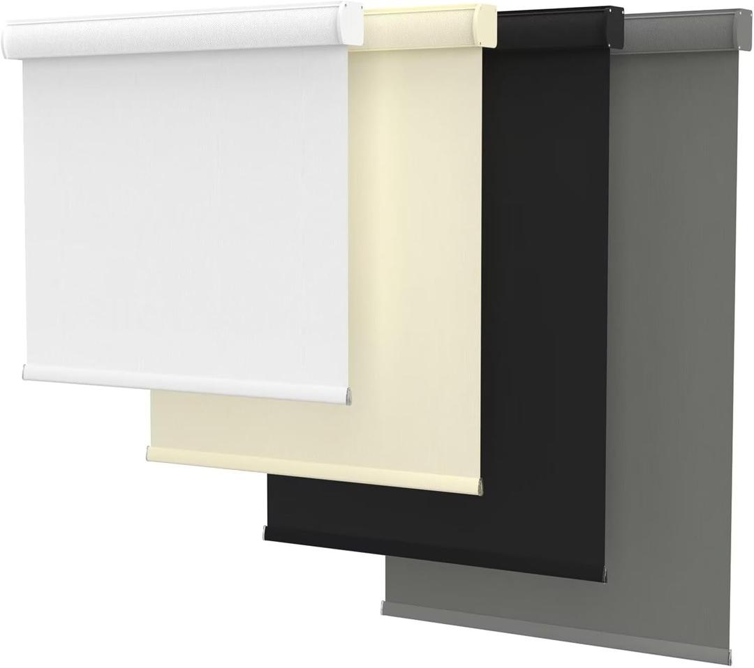 MYshade Cordless Roller Shades, Blackout Roller Blinds with Valance Cover, Room Darkening Window Shades for Home, Office, Bathroom, French Door, UV Blocking, Thermal Insulated, 20 inch Wide, White