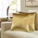 GIGIZAZA Decorative Throw Pillow Covers 16x16,Set of 2 Gold Square Couch Pillow Covers,Velvet Sofa Boho Cushion Pillows