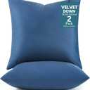 LANE LINEN Soft & Fulffy Filled Decorative Pillow/Throw Pillow Inserts Pack of 2-18x18 Inches, Synthetic Down Filled Made in Canada Sqaure Pillows Velvet Cushion Inserts - Indigo