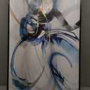 KLAKLA Large Wall Art for Living Room - Abstract Wall Decor Framed Picture Artwork for Wall Decorative Paintings Blue and White Modern Office Bedroom Art (24x48)