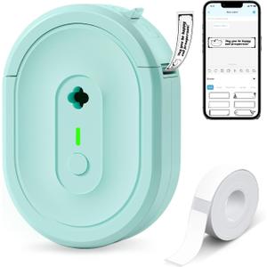 Label Maker Machine with Tape, N12 Portable Bluetooth Label Printer, Wireless Mini Label Makers Thermal Sticker with Multiple Templates for Home, Kitchen, School, Office Organization, Green