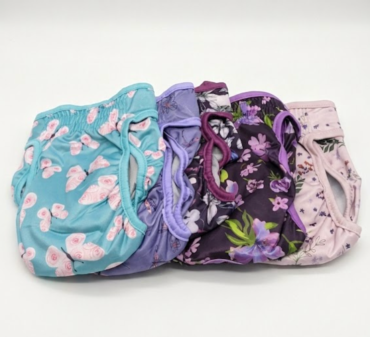 Washable Reusable Female Dog Diapers(5 Pack) Small Medium Large Doggie Puppy & Doggy Dog Diaper, Period Panties in Heat Large Butterflies and Dragonflies, L