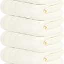 Tens Towels Pack of 6 Hand Towels, 100% Cotton, Lighter Weight, Quick to Dry, 16 x 28 Inches, Super Soft & Absorbent, Perfect for Bathroom & Kitchen, Cream