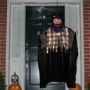 PRESENCE 6FT Halloween Decorations Outdoor - Hanging Animatronic Halloween Decoration Jack-O'-Lantern with Glowing Eyes and Sound Activated Halloween Outdoor Decoration Haunted House Prop Decor