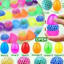 24 PCS Prefilled Easter Eggs, 12 Easter Eggs + 12 Light Up Grape Mesh Sensory Balls Fidget Toys, Kids Boys Girls Toddlers Easter Basket Stuffers Glow in The Dark Fillers Easter Eggs Hunt Party Favor