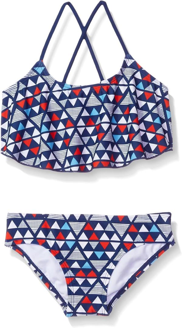 Kanu Surf Girls' Alania Flounce Bikini Beach Sport 2 Piece Swimsuit (10, Jade Blue)