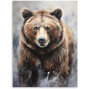Kunstorner Bear Decor Bear Art Wall Decor Rustic Woodland Bears Paintings Canvas Decor for Bedroom and Living Room (16"X24"X1 Panel)