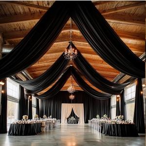 Outpain 10ftx20ft Black Backdrop Ceiling Drapes,2Panels 20ft Height Wrinkle Free Tent Draping Curtains, Fabric Drapery Ceiling Drapes for Wedding Ceremony Birthday Theme Parties with Rod Pocket
