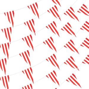 MAQIHAN Red & White Striped Pennant Banner - 98 Ft Triangle Banner Flags Carnival Circus Theme Party Decorations Supplies Triangle Bunting Flags for Carnival Circus Birthday Christmas Party Decorations Supplies