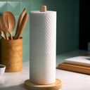 KitchLife Wooden Paper Towel Holder Countertop, Fits Jumbo Roll - Solid Beechwood Paper Towel Dispenser Stand with Wide Anti-Skid Base (Large, Wood Classic Round)