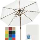 EliteShade USA 10-Year-Non-Fading 9ft Market Patio Umbrella, Commercial Grade Table Sun Umbrella with 80 Solar LED Lights, Crank Open, Windproof & UPF 50+ UV Protection for Garden, Deck, Pool, Backyard, White