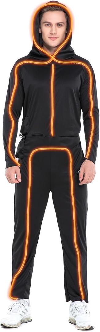 HSCTEK Light-up Adult Stick Figure Costume (Medium, Orange)
