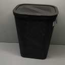 Mind Reader 60L Slim Laundry Hamper, Clothes Basket, Lid, Ventilated, Plastic, 17.25"L x 13.75"W x 23.5"H, Black