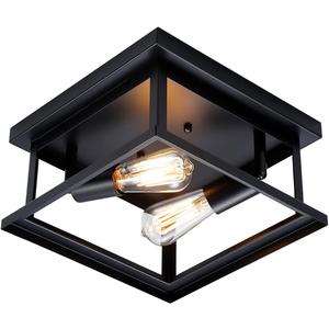 Hamilyeah Black Flush Mount Ceiling Light Fixture Bedroom, Farmhouse Kitchen Lights Ceiling, Outdoor Close to Ceiling Light Fixtures for Porch Patio Hallway