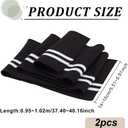 BENECREAT 2Pcs Elastic Fiber Ribbing Fabric, Black Stripes Pattern Knitted Waistband Knit Ribs Welts, Cuffs, Neck Bands for Trimming and Edging Garments, 5.5x37.5inch, 2mm Thick