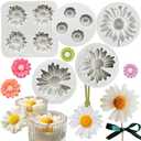 5 Pack Daisy Flower Fondant Mold.Small Flower Silicone Chocolate Candy Mold for Baking Ice Jello Candle Soap Cake Cupcake Dessets Decoration