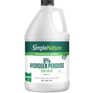 SimpleNature 6% Food Grade Hydrogen Peroxide Solution - 1 Gallon - Natural Multipurpose Cleaner - Made in USA - Ideal for Commercial, Residential, Kitchen, Bath, Laundry, and More