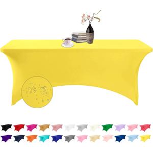 Spandex 6ft Waterproof Table Cover for Party,Wedding, Banquet, and Events(Yellow) (72" x 30" (Rectangular))