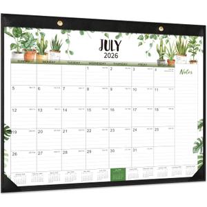 Desk Calendar 2026-2027 - Large Desk Calendar 2026-2027 22x17, Jul. 2026 - Dec. 2027, 26-27 Large Calendar, 18 Months, Corner Protectors - Plants