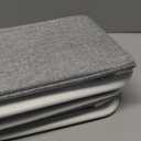 OrganiHaus Small Fabric Storage Baskets for Shelves 3 Pack, 12x08in Closet Storage Bins for Shelves, Canvas Baskets for Organizing, Linen Closet Organizers, Cloth Basket, Gray/Off-White