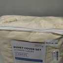 CozyDH Duvet Cover Queen Size - Tufted Creamy Embroidery Jacquard Boho Soft Lightweight Shabby Chic 3pcs Polyester Duvet Covers Set - Modern Geometry Stripe (Beige, 90x90, No Comforter)