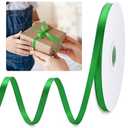 Green Ribbon, 1/4" 50 Yards Fabric Satin Ribbon for Gift Wrapping Floral Flower Bows Bouquet Arrangement Crafts Hair, for Every Holiday Presents Decorative Ribbons