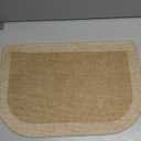 Half Circle Bath Mat, Non Slip Bath Mat, Thin Bathroom Rugs Fit Under Door Quick Dry Absorbent Washable Bathroom Mat with Rubber Backing, Brown Beige 16x24