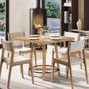 LITTLE TREE 31.5 Inch Modern Dining Table, Square Kitchen Table for Small Space, Perfect for 2-4 People, Mid-Century Modern Style for Kitchen & Dining Room, Brown & Black