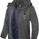 Keevoom Mens Winter Jackets Ski Snow Coats Warm Waterproof Hooded Raincoats Snowboarding Windproof Lined Windbreake Size XL