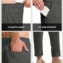 TBMPOY Men’s Linen Pants Casual Lightweight Beach Summer Pants Elastic Waist Slim Fit Trousers Dark Grey