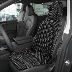Natural Wood Beaded Seat Cover, Cool & Breathable Back Massaging Cushion for Front Seats, Automotive Seat Mat to Keep Back from Getting Sweaty While Driving, Car Accessories (Black)