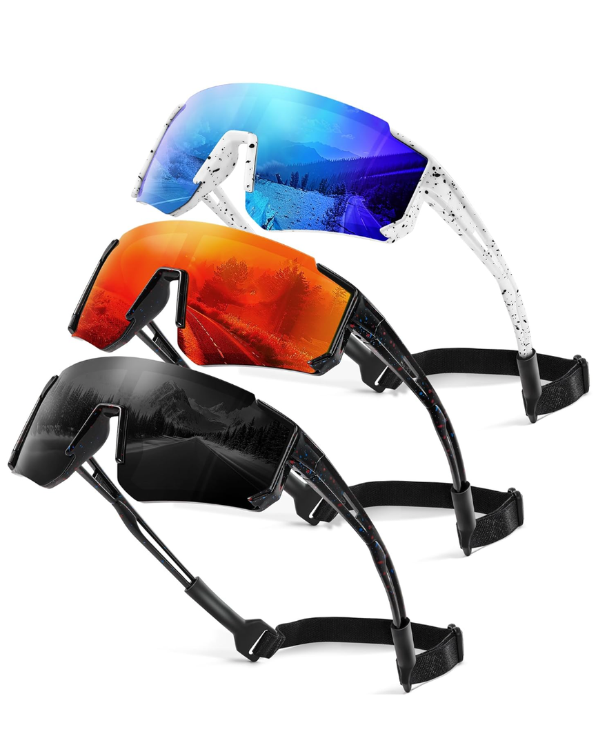 TURBOPEP, 3 Pack Kids Polarized Sunglasses - Youth Baseball Sunglasses for Boys Girls Age 3-12 Sports UV Protection Goggles
