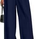 PRETTYGARDEN Womens Wide Leg Dress Pants 2026 Business Casual Flowy Work Palazzo Pants High Waisted Slacks Trousers (Navy, Medium)