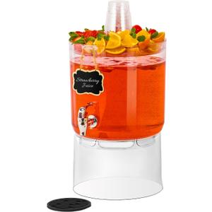 2 Gallon Beverage Dispenser for Parties, BPA-Free Drink Dispenser with No Drip Spigot, Juice Dispensers with Stand, Transparent Plastic Water Dispenser Countertop for Punch, and Drink Fountains