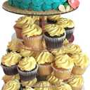 4 Tier Cupcake Stand, Cupcake Tower, Acrylic Cupcake Display Stand with Base, Tiered Dessert Stands for Party