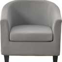 CRFATOP 2-Piece Club Chair Slipcover, Stretch Barrel Chair Covers, Soft Armchair Covers, Removable Furniture Protector, Floral Pattern, Color A36, Furniture Cover for Living Room (Solid Light Grey)