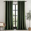 EMEMA Velvet Curtains 96 Inches Long, Olive Green Luxury Blackout Curtains for Living Room, Grommet Room Darkening Elegant Thermal Insulated Window Treatment for Bedroom W52 x L96